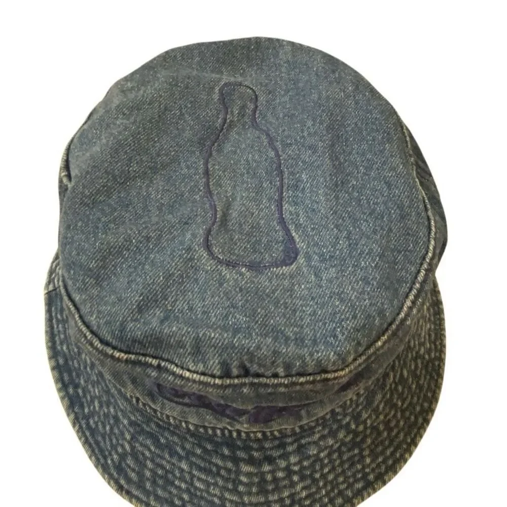Vintage 80s/90s Coca Cola Bucket Hat Blue Denim Hip Hop Streetwear Embroidered